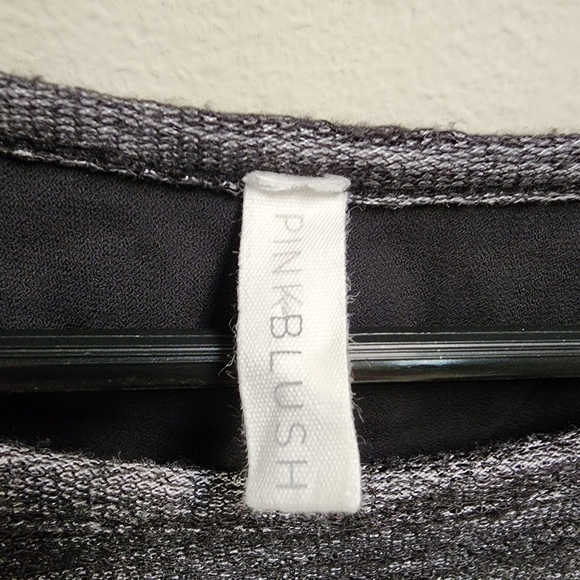 Pink Blush Marled Gray and Black Chiffon Flowy Tunic Top Size L - Picture 6 of 6